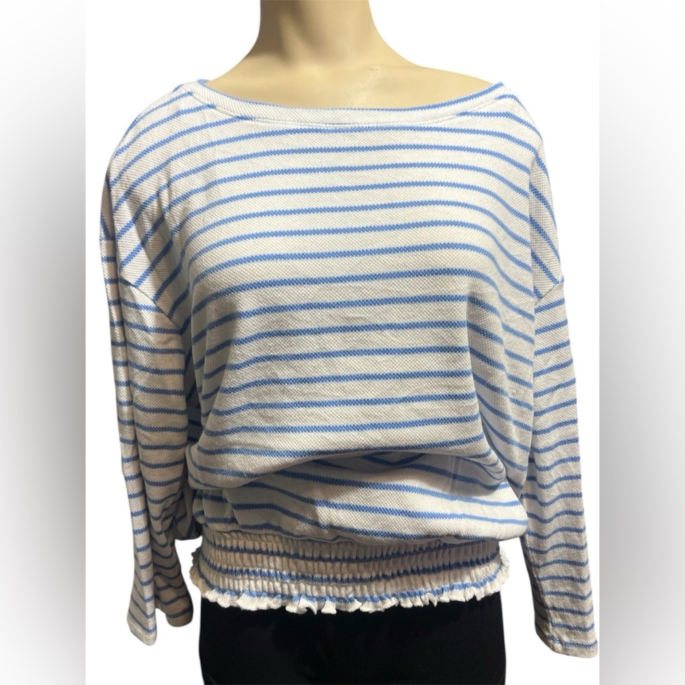 St. John's Bay Blue and White Striped Sweatshirt